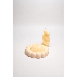 Beyaz Bubble Tabak ve Silüet Mum Seti – Dekoratif El Yapımı Mum, Bardak Altlığı (Şakayık Mum Hediye)