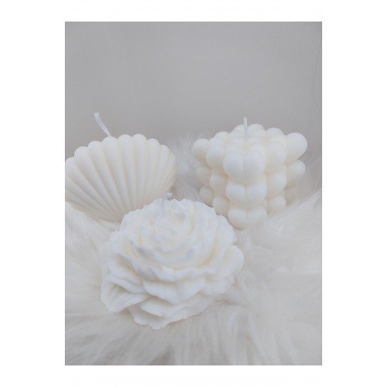 %100 Doğal Soyawax Hediyelik 3'lü (KALP,İSTİRİDYE VE ŞAKAYİK)mum