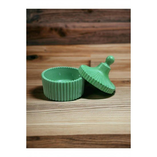 Özel El Yapımı Kapaklı Seramik Şekerlik Lokumluk Takı Organizer Mumluk