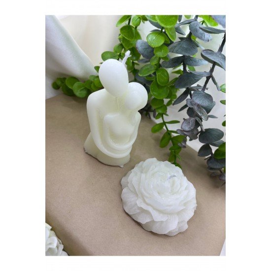 Offcial 1 Adet Sarılan Çift 1 Adert Şakayık Çiçeği Vanilya Kokulu Mum