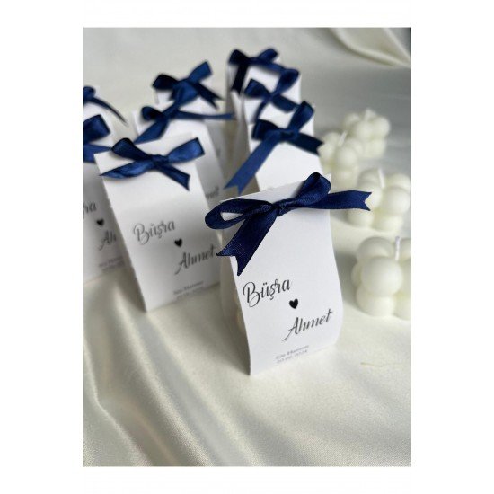 Pinterest 50 Adet Lacivert Kurdeleli Kağıt Bubble Mum Söz, Nişan, Nikah, Kına ve Bebek Hediyelik