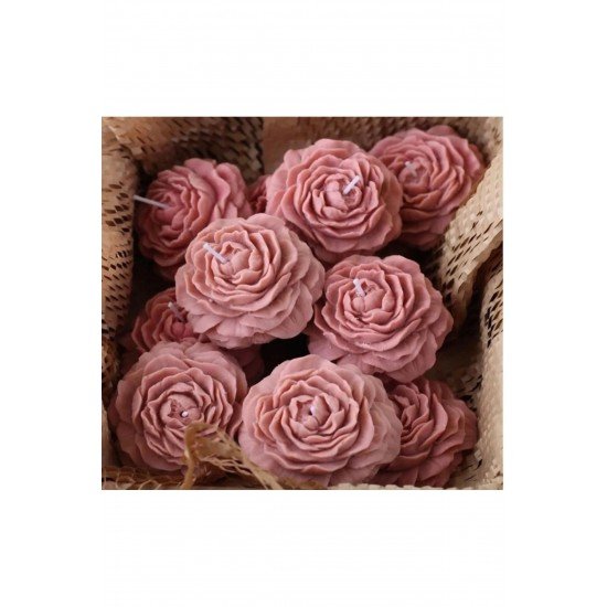 10 Adet Dekoratif Kokulu Şakayık Çiçeği Mum Çiçek Mum Düğün Toptan Mum Kutuludur