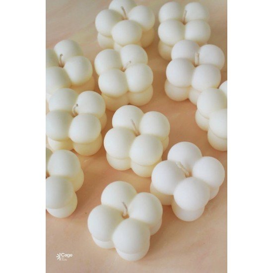 Kokulu Dekoratif Mini Bubble Mum - Beyaz Renk 1 Adet