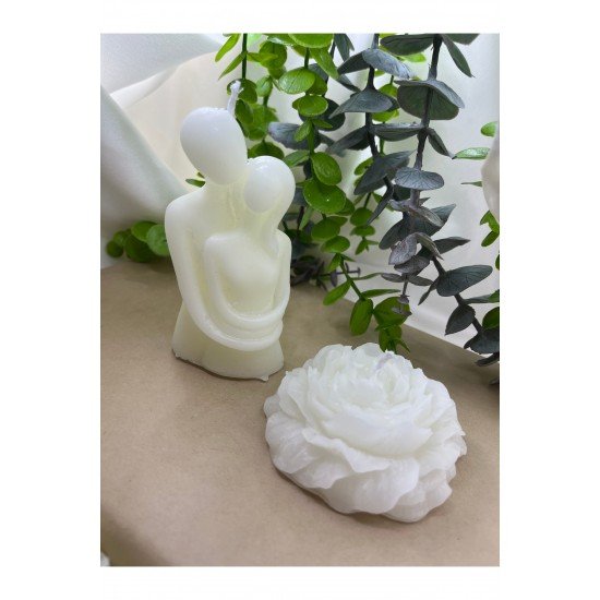 Offcial 1 Adet Sarılan Çift 1 Adert Şakayık Çiçeği Vanilya Kokulu Mum