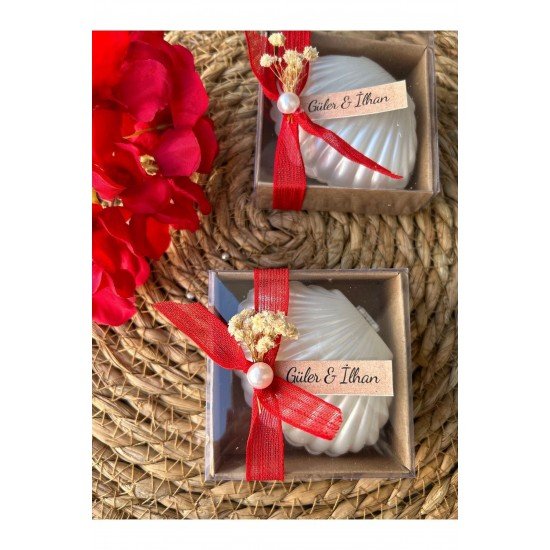 Kutulu istiridye Mum Düğün, Nişan , Söz ,Kına , Mevlüt , Doğum günü , Yılbaşı Hediyelik- 20 adet