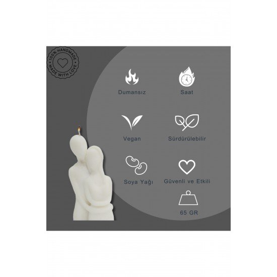 Sarılan Çift Mum , Heykel Mum , Soya Mumu , Vegan Mum ,