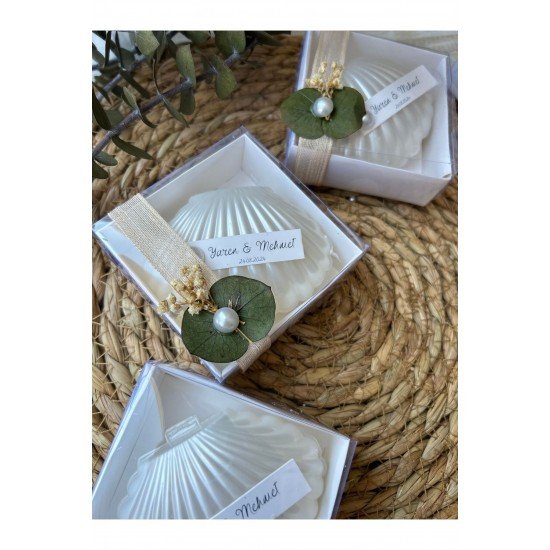 Kutulu Istiridye Mum Düğün, Nişan , Söz ,kına , Mevlüt , Doğum Günü , Yılbaşı Hediyelik-15 Adet