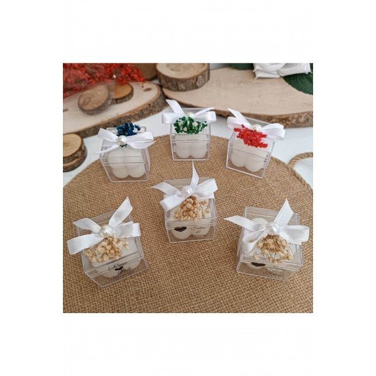 Nikah Hediyelik Şeffaf Kutuda Bubble Mum, Söz Nişan Hediyelik Şeffaf Kutulu Bubble Mum 10 Adet