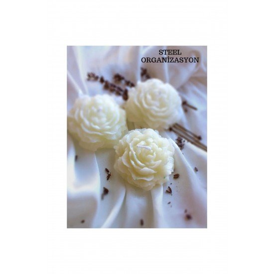 10 Adet Süslemeli Şakayık Mum, Düğün, Nikah, Kına, Söz, Doğum