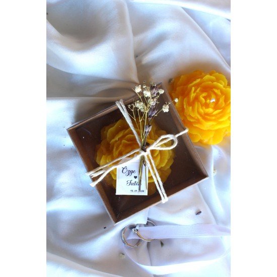 10 Adet Söz, Nişan, Kına, Düğün, Mevlüt, Doğum Günü, Hediyelik Şakayık Mum Vanilya Kokulu SARI