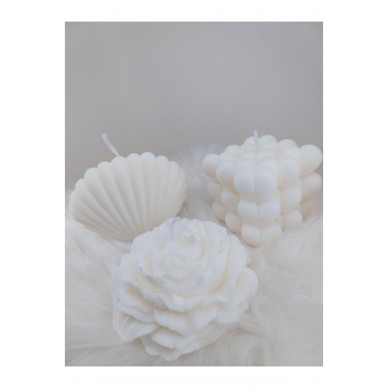 %100 Doğal Soyawax Hediyelik 3'lü (KALP,İSTİRİDYE VE ŞAKAYİK)mum