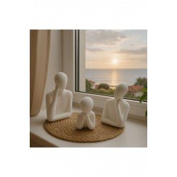 Üçlü Aile Dekoratif Biblo Obje Aksesuar Şık Heykel Sağlam/dayanıklı