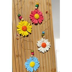 4 Adet Papatya Duvar Bahçe Balkon Süsü - Renkli Çiçek Duvar Süsü