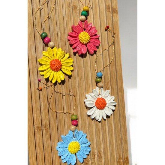 4 Adet Papatya Duvar Bahçe Balkon Süsü - Renkli Çiçek Duvar Süsü