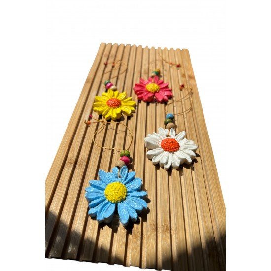 4 Adet Papatya Duvar Bahçe Balkon Süsü - Renkli Çiçek Duvar Süsü