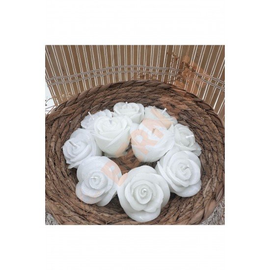 Gül Mum Sade Nişan, Nikah, Doğum Günü, Özel Gün - 10 Adet