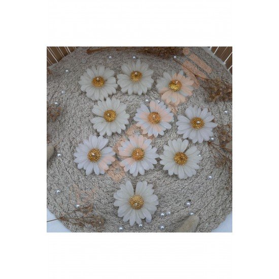 Papatya Mum Altın Yaldız Nişan, Nikah, Doğum Günü, Özel Gün - 10 Adet