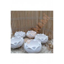 Lotus Taş Tozu Obje, Biblo, Dekoratif Eşya, Mumluk Nişan, Nikah, Doğum Günü, Özel Gün - 5 Adet