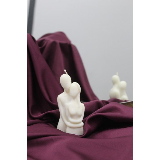 Sarılan Çift Mum , Heykel Mum , Soya Mumu , Vegan Mum ,