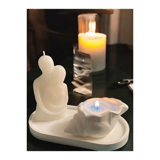 Sarılan çift mum ve istiridye şeklinde kalp çakrası güçlendirici mum (MUTLAKA AÇIKLAMAYI OKUYUNUZ)