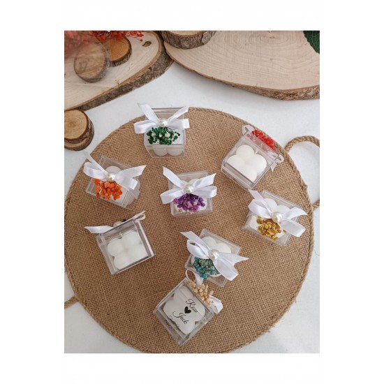 Nikah Hediyelik Şeffaf Kutuda Bubble Mum, Söz Nişan Hediyelik Şeffaf Kutulu Bubble Mum 10 Adet