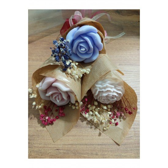 Çiçek Desen Dekoratif Mum Kadınlar Günü, Anneler Günü, Sevgiliye ve Arkadaşa Hediyelik Buket Mum