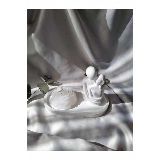 Dekoratif Set,sunumluk,sarılan Çift Obje Ve Şakayık Mum Seti