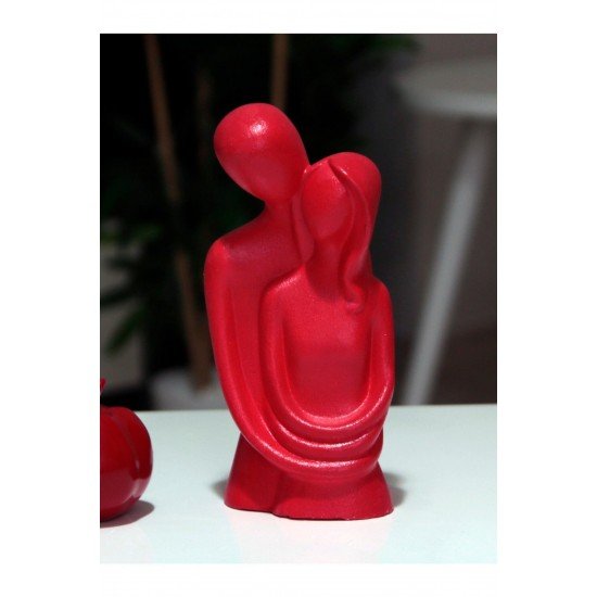 Sarılan Çift Biblo 19 Cm Kırmızı