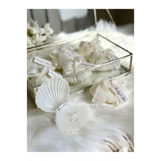 20 Adet Süslemeli İstiridye Mum| Nikah Şekeri, Söz, Nişan Hediyelikleri, Kına, Düğün, Doğum Günü