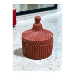 Özel El Yapımı Kapaklı Seramik Şekerlik Lokumluk Takı Organizer Mumluk