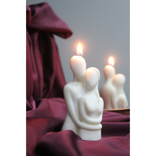 Sarılan Çift Mum , Heykel Mum , Soya Mumu , Vegan Mum ,