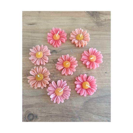 10 adet pembe papatya mum. Düğün nişan hediyelik nikah şekeri bebek şekeri mevlit sünnet aksesuar