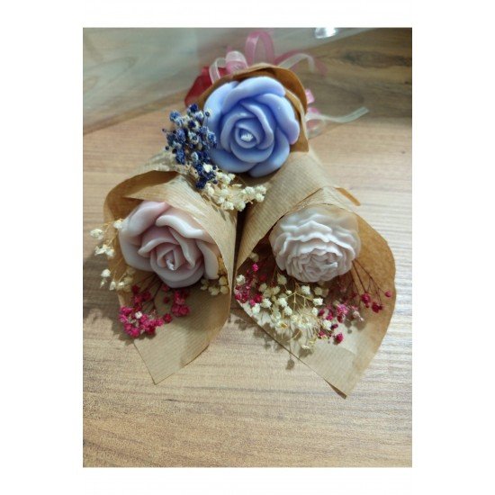 Çiçek Desen Dekoratif Mum Kadınlar Günü, Anneler Günü, Sevgiliye ve Arkadaşa Hediyelik Buket Mum