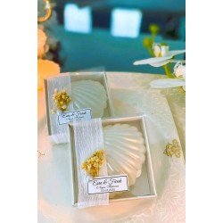20 Adet Kraft Kutu İçerisinde Süslemeli İstiridye Mum, Düğün Nişan Söz Kına, Doğum Günü,Nikah Şekeri
