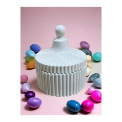 Özel El Yapımı Kapaklı Seramik Şekerlik Lokumluk Takı Organizer Mumluk