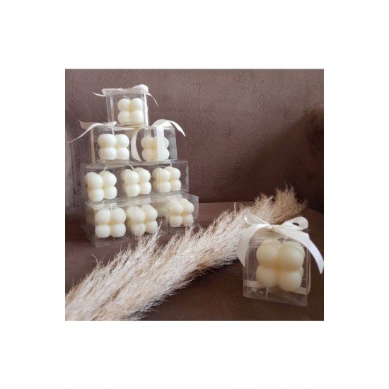 10 Adet Mini Kurdeleli Kutulu Mum Düğün Nişan Söz Hediyeliği