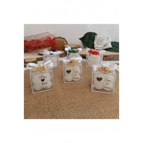 Nikah Hediyelik Şeffaf Kutuda Bubble Mum, Söz Nişan Hediyelik Şeffaf Kutulu Bubble Mum 10 Adet