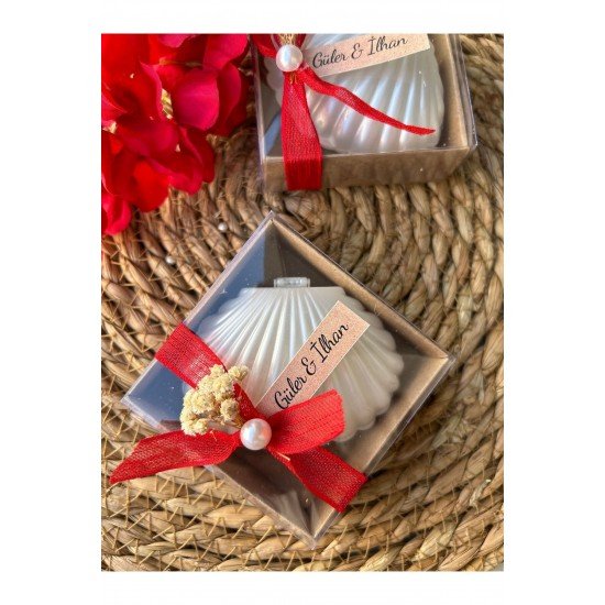 Kutulu istiridye Mum Düğün, Nişan , Söz ,Kına , Mevlüt , Doğum günü , Yılbaşı Hediyelik- 20 adet