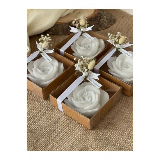 10 Adet Süslenmiş Kutuda Gül Mum. Düğün Nişan Söz Yeni Doğan Mevlik Hediyelik