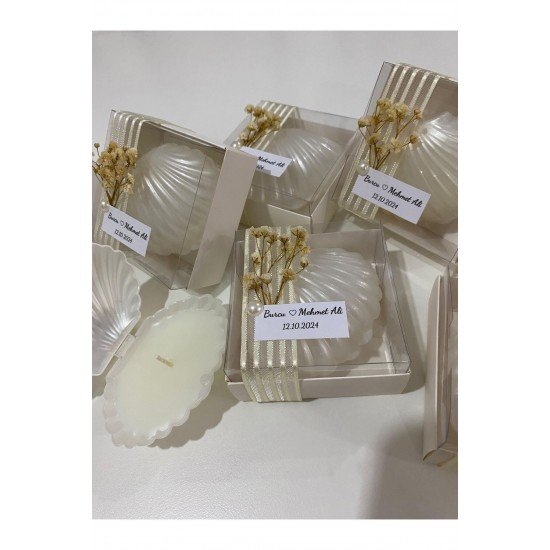 Kutulu Istiridye Mum Düğün, Nişan, Söz,kına,mevlüt, Doğum Günü Hediyelik 15 Adet