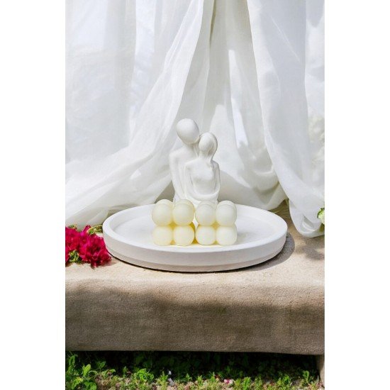 Romantik Çift Figürü Biblo ve Bubble Mumluk Seti