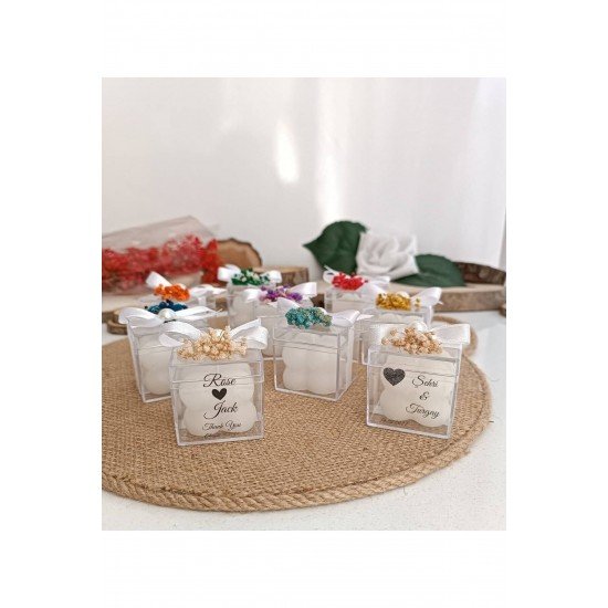 Nikah Hediyelik Şeffaf Kutuda Bubble Mum, Söz Nişan Hediyelik Şeffaf Kutulu Bubble Mum 10 Adet