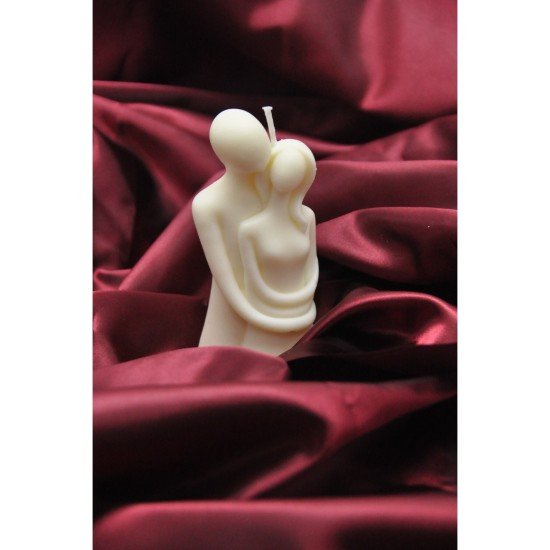 Sarılan Çift Temalı Doğal Soya Wax Mum- Dekoratif Kokulu Pamuk Fitilli- 11 Cm X 6 Cm