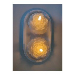 Dekoratif Tabak Ve 2'li Şakayık Mum Set