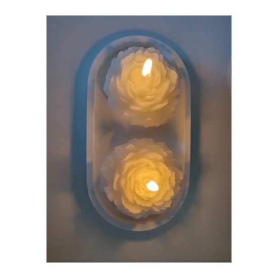 Dekoratif Tabak Ve 2'li Şakayık Mum Set