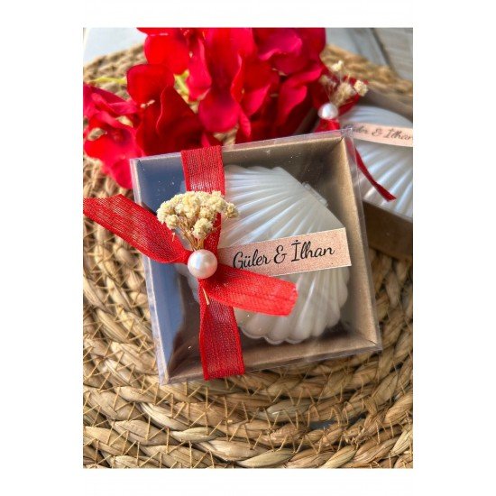 Kutulu istiridye Mum Düğün, Nişan , Söz ,Kına , Mevlüt , Doğum günü , Yılbaşı Hediyelik- 20 adet