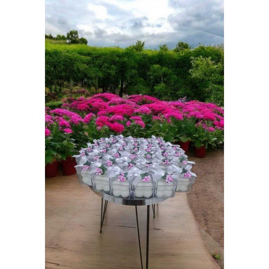 Pembe çiçekli bubble mum 25 adet