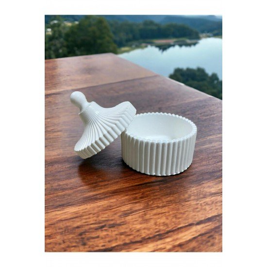 Özel El Yapımı Kapaklı Seramik Şekerlik Lokumluk Takı Organizer Mumluk