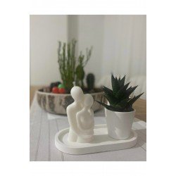 Art Sarılan Çift Altlıklı 2 Li Set Dekoratif Mum Lavanta Kokulu,sevgililer Günü Mumu