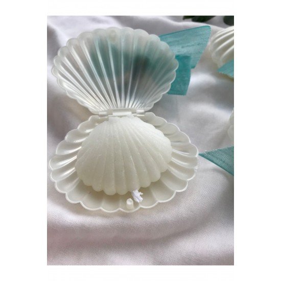 İstiridye Kutulu Mum - Düğün, Nikah, Söz, Nişan, Mevlüt, Doğum Günü Hediyelikleri - 10 Adet